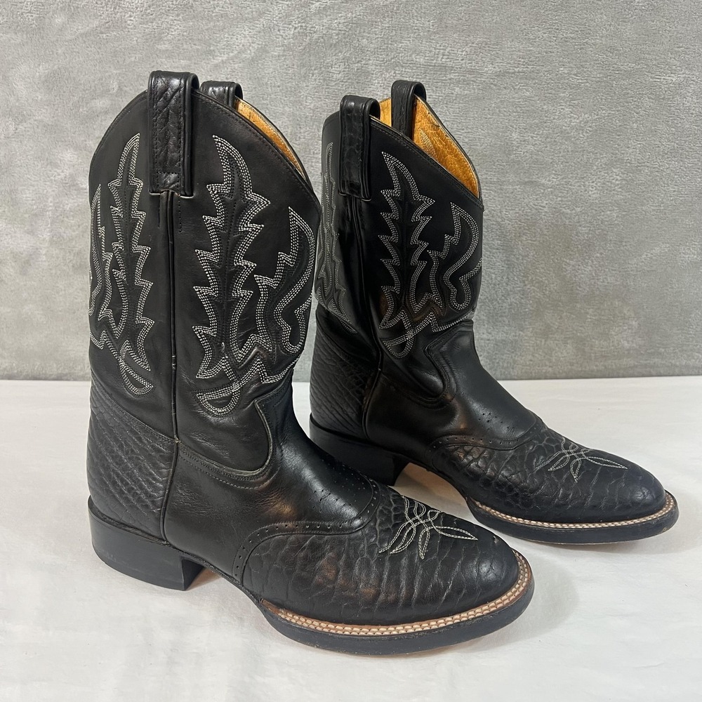Ben Miller Boots Mens Size 10 D Black Leather Western Cowboy Round Toe M790 - Picture 3 of 9